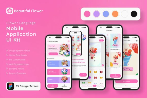Flower Language App Mobile UI KIT: Streamline Your Design Workflow