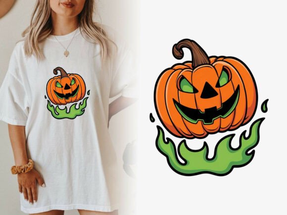 Haunted Pumpkin Green Flames Png